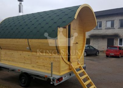 "MOBILE" Sauna 3.5m x 2.1m sur une remorque "MOBILE" Sauna 3.5m x 2.1m sur une remorque