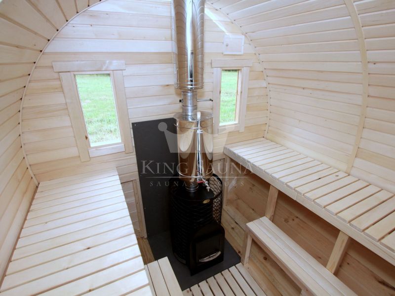 "ROND" sauna 4.24m x 2.38m avec fenêtre panoramique "ROND" sauna 4.24m x 2.38m avec fenêtre panoramique