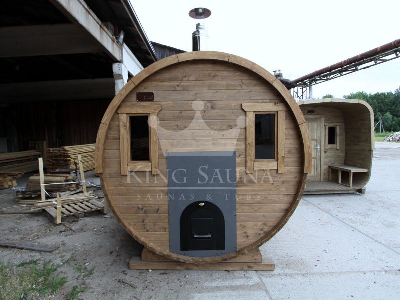 "ROND" sauna extérieur baril 4.24m x 2.38m 10 personnes "ROND" sauna extérieur baril 4.24m x 2.38m 10 personnes