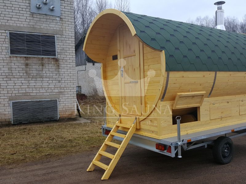 "MOBILE" Sauna 3.5m x 2.1m sur une remorque "MOBILE" Sauna 3.5m x 2.1m sur une remorque