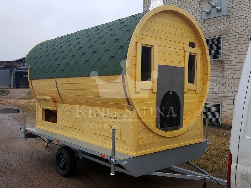 "MOBILE" Sauna 3.5m x 2.1m sur une remorque "MOBILE" Sauna 3.5m x 2.1m sur une remorque