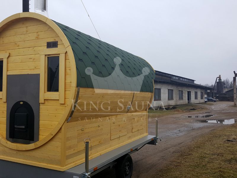 "MOBILE" Sauna 3.5m x 2.1m sur une remorque "MOBILE" Sauna 3.5m x 2.1m sur une remorque