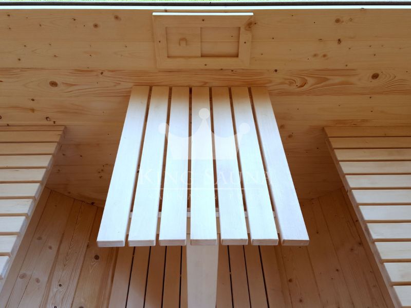 "ROND" sauna 4.24m x 2.38m avec fenêtre panoramique "ROND" sauna 4.24m x 2.38m avec fenêtre panoramique