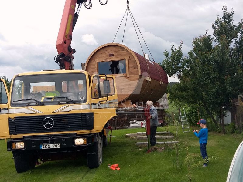"ROND" Sauna 5.25m x 2.38m avec entrée latérale "ROND" Sauna 5.25m x 2.38m avec entrée latérale