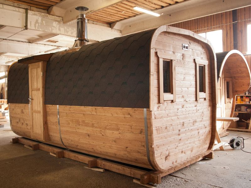 "carré" Tonneau sauna pour sept personnes "carré" Tonneau sauna pour sept personnes