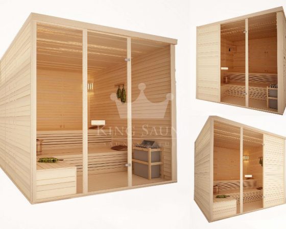 Sauna intérieur avec des bancs pliés